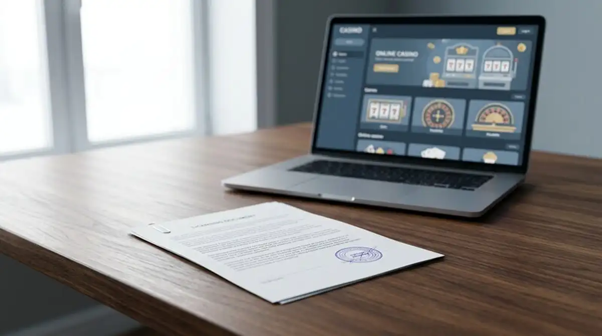 casino zonder licentie 2026 documentatie en online casinolobby op laptop